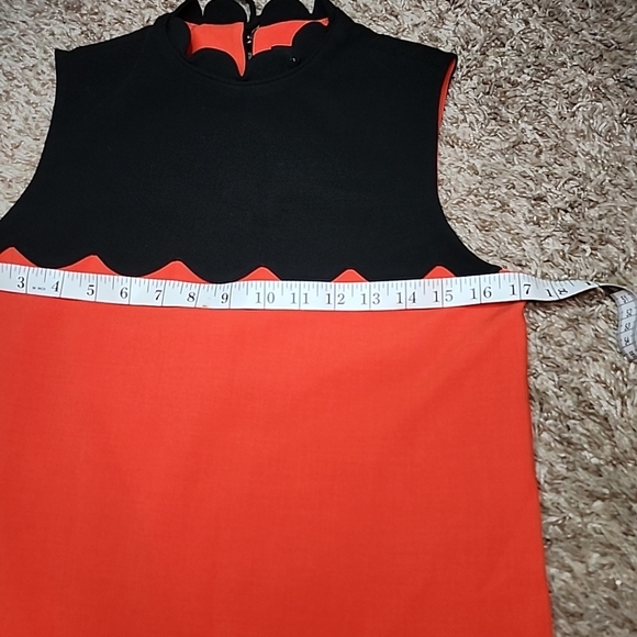 Victoria Beckham For Target Crew Neck Mini Shift Dress. Red with a black scallop - Picture 8 of 10